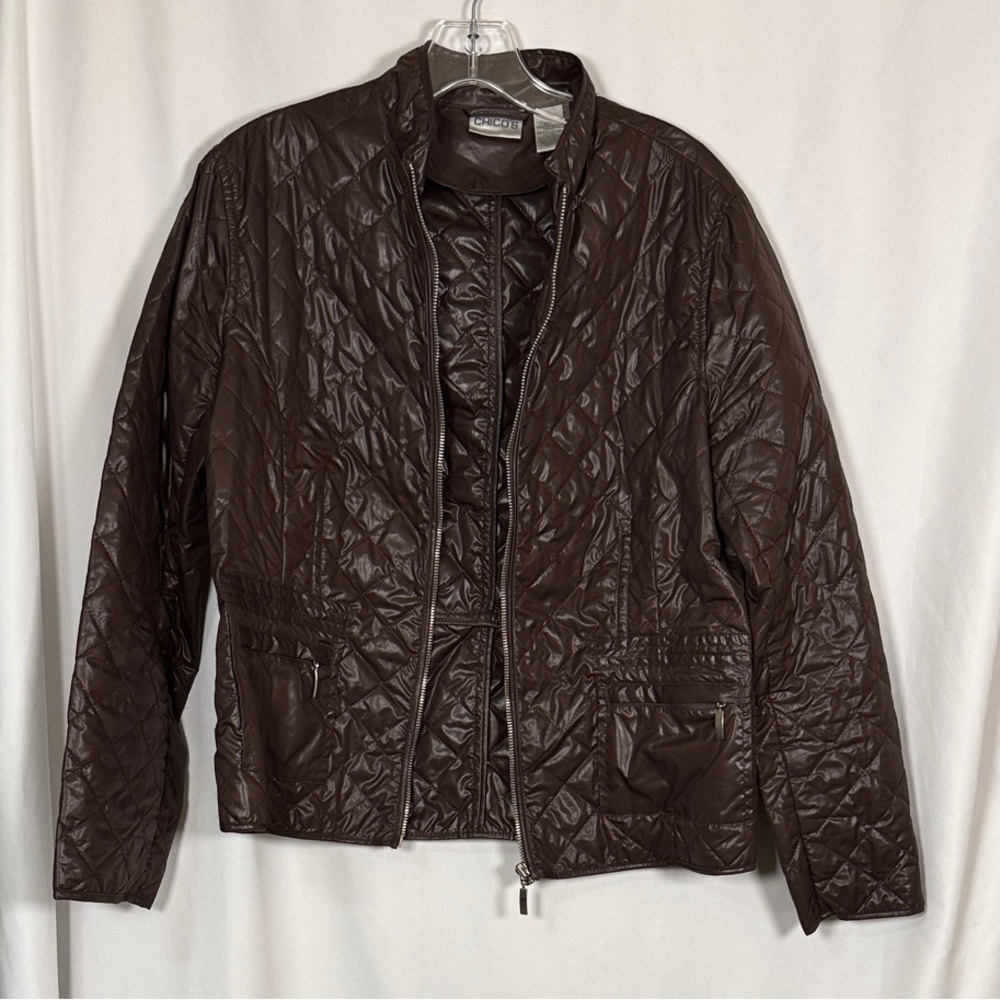 Chicos Women's Quilted Brown Jacket